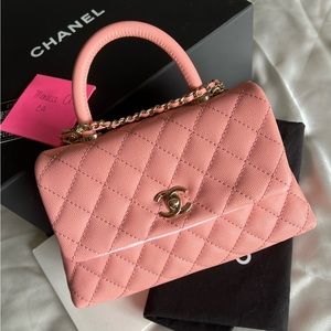 ❌SOLD❌ Caviar Quilted Mini Coco Handle flap pink